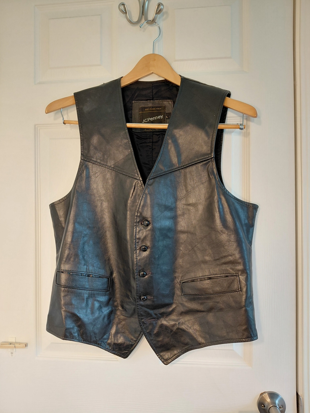 JcPenney Vintage Black Leather Vest Size Large